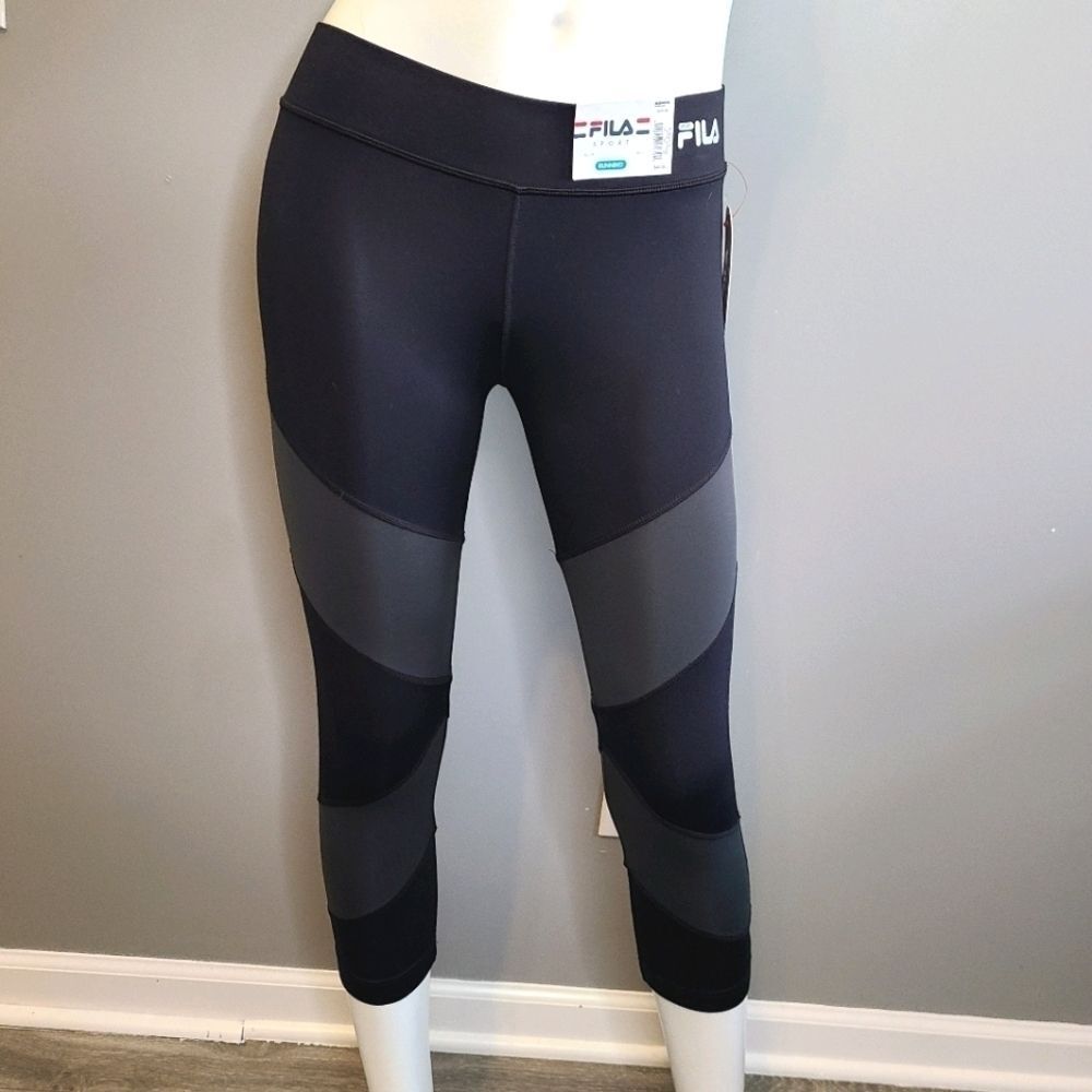 FILA Athletic Leggings Womens Size XS NEW TAGS Black Gray Colorblock - Picture 6 of 13